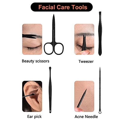 16 in 1 Upgraded Professional Manicure Pedicure Kit, Stainless Steel Nail Clippers Grooming Set with Luxurious Brown Leather Travel Case, Push-Button Closure for Hand Foot Facial Care Men Women — view 5