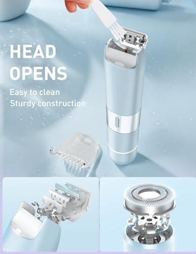 Bikini Trimmer Women 2-in-1 Facial Hair Remover for Women,USB-C Razors Woman,Dual Head Shaver Woman with Light for Intimate,Lady Shavers for Pubic Hair for Lip Underarm Body,Travel Lock,Misty Blue — view 6