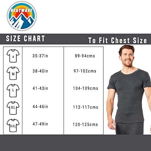 Heatwave® Pack of 2 Men's Thermal T Shirt, Warm Underwear Baselayer Thermals, Medium Charcoal — view 5