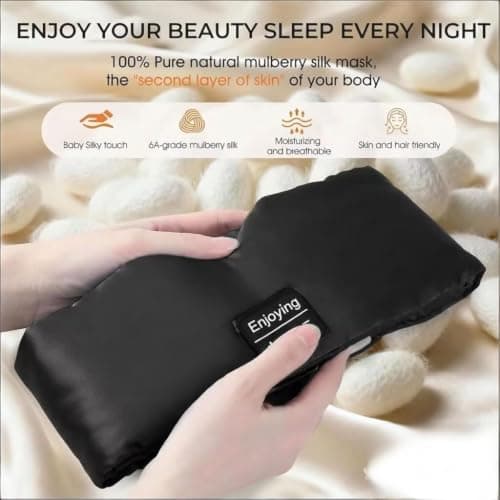 3D Silk Bluetooth Sleep Mask Headphones, Mulberry Silk Eye Mask with Ultra-Thin Wireless Speakers, Bluetooth 5.4 Sleeping Headphones for Side Sleepers, Music Sleep Mask Gifts for Men Women — view 3