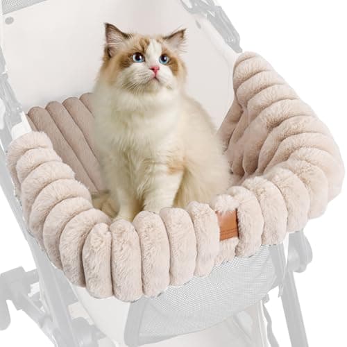 Dog Stroller Cushion - Warm Plush Comfort Pad, Magnetic Buckle Pet Cart Cushion, Ergonomic Washable Travel Mat, Polyester Short Plush Accessory Case Pet Stroller Pad | for Cats Puppy Indoor Outdoor — view 6