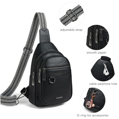 Leresas 7L Sling Bag for Women Crossbody Bag Vegan Leather Travel Sling Purse Backpack Over Shoulder Bag Cross Body Handbag Black — view 6