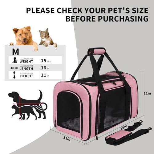 Yipincover Carriers Soft-Sided Pet Carrier Pink for Medium Large Cats Dogs Undertake 35Lbs,Ventilated Mesh Windows,Top Load Cat Carrier with Airline Approved(X-Large,Pink) — view 4