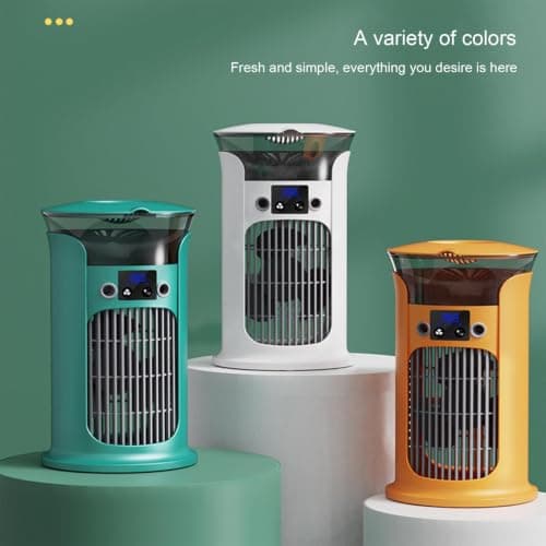 Portable Air Cooler Fan with Dual Mist, 3-Speed Cooling, USB Powered Mini Air Cooler with 7-Color LED Lights, 880ml Water Tank with LED Display, for Bedroom, Office, Travel, Quiet & Compact (Yellow) — view 4