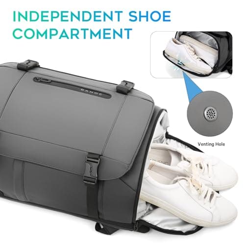 BG FUTURE AESTHETICS Travel Backpack with Shoe Compartment, Weekend Business Hand Luggage, Flight Approved Cabin Luggage, Lightweight and Waterproof for 15.6-17.3 Inch Laptop, Grey, L, Business — view 6