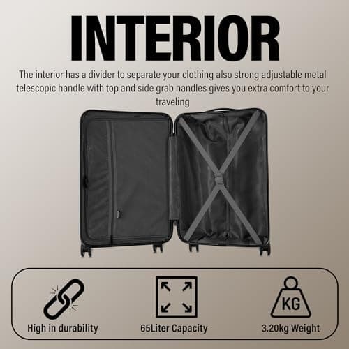 ATX Luggage Medium Suitcase on 4 Dual Spinner Wheels Super Lightweight ABS Hard Shell Hold Check in with Built-in TSA Lock (Mint Green, 65Liter) — view 6