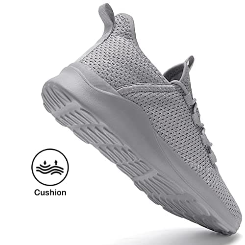 FUJEAK Women Shoes Trainers Running Walking Slip on Women Gym Comfortable Shoes Fitness Outdoor Sports Jogging Sneakers Casual Mesh Lightweight Breathable Light Grey Size 5.5 UK — view 4