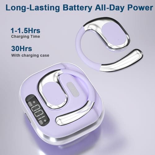 OWS AI Language Translator Earbuds Real Time, Supports 144 Languages, Earphone 3-in-1 Accents，Headphones Language Earbud Translators Bluetooth & APP for Travel, Business, and Learning（Purple） — view 5