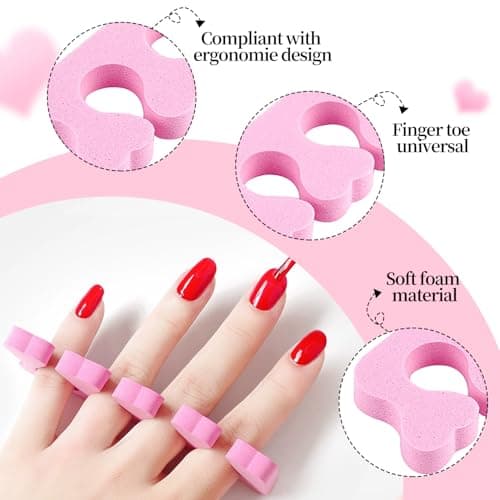 40-Piece Soft Sponge Toe Separators for Professional and DIY Nail Art & Pedicure, Lightweight and Comfortable Design for Flawless Polish Application — view 3