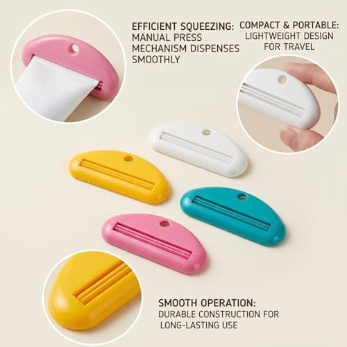 ZZHLYQ 4 PCS Toothpaste Squeezer, Travel Toothpaste Refill Adapter, Refillable Toothpaste Tube, Toothpaste Refill Adapter, Set of Four Manual Press Devices in Blue, White, Red, Pink — view 3