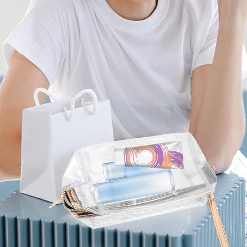 2pcs Makeup Bag PVC Silver Travel Wash Bag with Handle — view 6