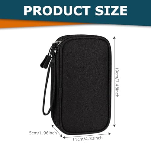 Travel Cable Organiser Bag, Portable Electronics Travel Organizer Tech Pouch, Universal Cord and Travel Gadgets Cable Pouch for Cables Power Bank Earphone USB Drive Hard Disk (Double-Layer Black) — view 2