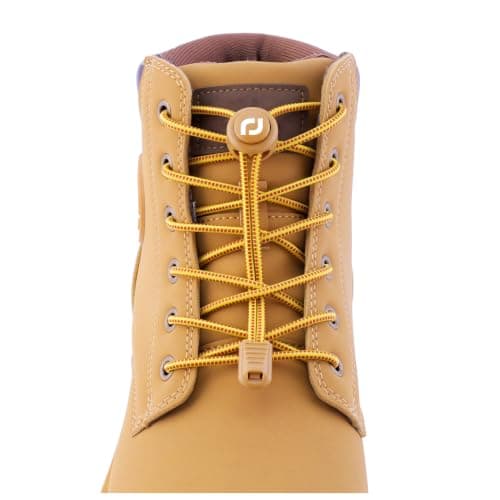 RJ-Sport Extra Long No Tie Shoelaces - Elastic Tieless Round Boot Laces for Hiking Shoes, Work Boots and Running Sneakers, Gold Brown, One Size