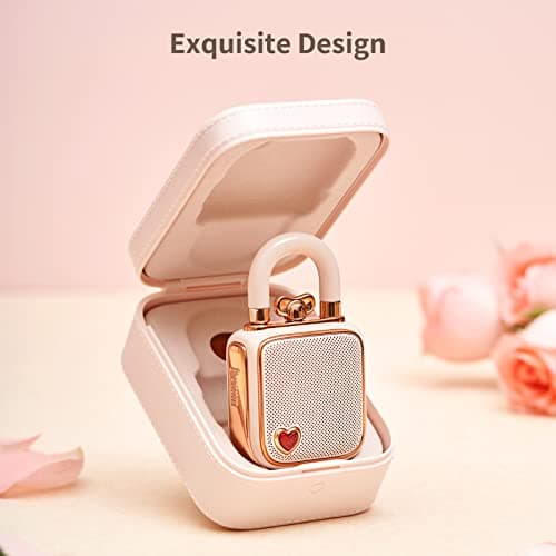 Divoom Love-Lock Bluetooth Speaker, Small Portable Music Box, Wireless Stereo Pairing Retro Soundbox, Cute Desktop Decoration, for Girls, Pink — view 4