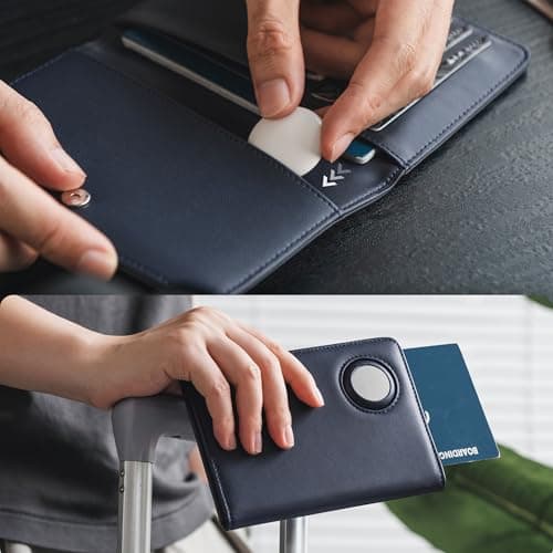 VULKIT Passport Holder Travel Wallet with AirTag Holder, RFID Blocking Leather Travel Document Orangizer with Passport Slot, Business & Credit Card Slots, Boarding Pass Pocket — view 4