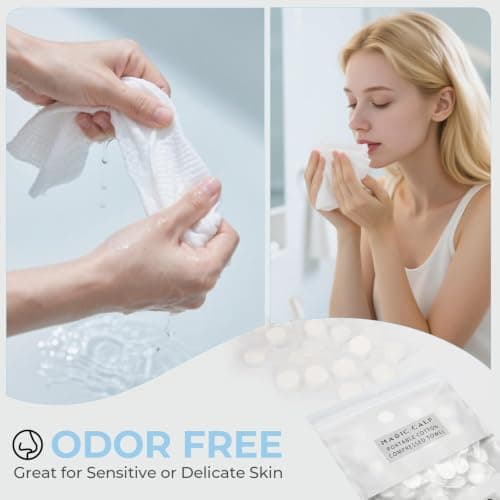 Classycoo Compressed Towel, 100 PCS Disposable Face Wipes, portable Tablets Cotton Tissue for Travel, Camping, Hiking, Sport, Beauty Salon, Home Hand Cleaning and Outdoor Activities, White — view 3