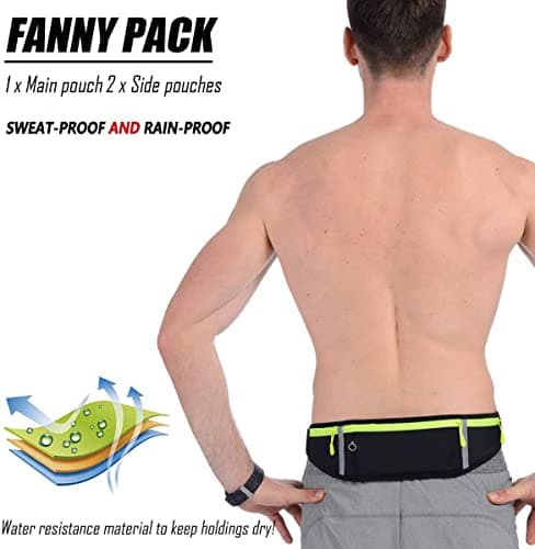 LocoJoy Best Comfortable Running Belts with Reflective Strip that Fit All Phone Models and Fit All Waist Sizes for Running, Workouts, Cycling, Travelling Money Belt & More,Black — view 4