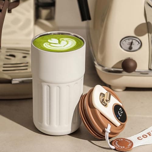 Flask with Temperature Display, 450ml Insulated Coffee Cup, Smart LED Touch Screen, Stainless Steel Travel Mug, 12 Hours Cold/Warm, Leakproof Thermal Flask for Office, Camping & Outdoor — view 5
