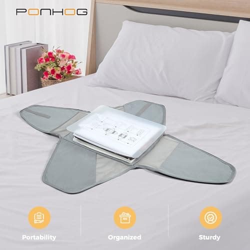 Ponhog Garment Folder - Original Garment Packing Folder Premium Travel Garment Bag Foldable Clothes Shirt Bags Luggage Accessory with Wrinkle-Free Folding Board and Compression Wings Grey, Grey, 1 — view 2