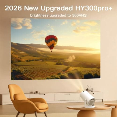 WEMI Mini Projector, Smart Projector WiFi 6 Bluetooth, Native 720P 4K Support, Portable Small Home Cinema for Bedroom & Outdoor, Ceiling, Wireless, Android TV, Phone Mirroring, Movie, HY300Pro — view 5