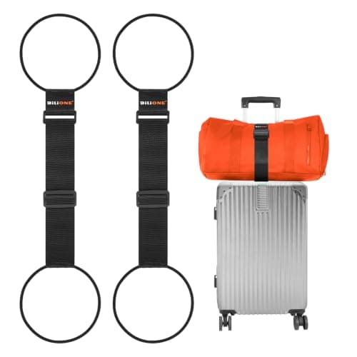 BILIONE Add a Bag Luggage Straps 2 Pack, Adjustable Bungee Elastic Belt