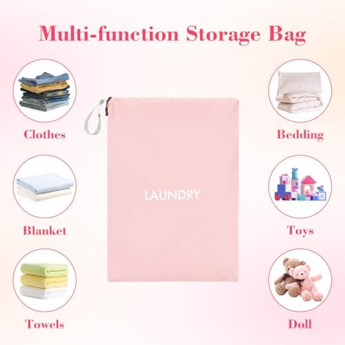 CANBOX Travel Laundry Bag, Nylon Wet Dry Storage Organizer, Zippered, Pink — view 5