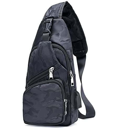 flintronic Sling Bag, Chest Bag with USB Charging Port, Men Women Lightweight Crossbody For Hiking,Cycling, Traveling (Include 1*USB Cable)