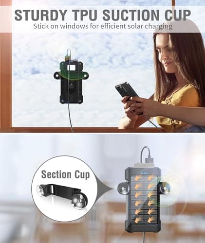 Solar Power Bank 26800 mAh with Suction Cup Mount, Power Bank External Batteries 3 USB Ports with Torch Continuous Light/SOS/Strobe Waterproof Outdoor Solar Charger for Phones — view 3