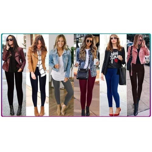 Moon Wood 7 Pack High Waisted Leggings for Women Stretchy Soft Fleece Lined Leggings Tummy Control Warm Thermal Leggins for Workout Gym Sport — view 2
