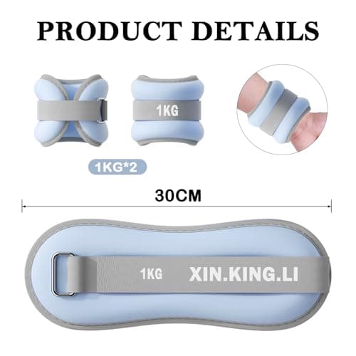 Ankle Weights 0.5kg-2kg Adjustable Neoprene Pair for Women Men — view 2