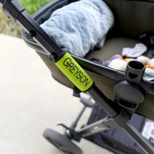 Personalized Embroidered Baby Seat Name Tag - Customizable Stroller Name Wrap - Suitcase Handle Cover - Stroller ID - Infant Car Carrier (Embroidered Name) — view 4