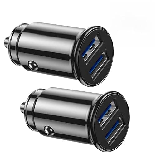 CJMUQHEHH 2 Pcs USB Car Charger, 15 W/3.1A Fast Car Charger Mini Cigarette USB Adapter Quick Charge for iPhone 17 Pro/16/15/14/13/12, Samsung Galaxy S25/S24/S23/S22/S21/A17/A16/A56/A55/A36【black】