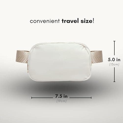 Boutique Belt Bag | Crossbody Bag Fanny Pack for Women Fashionable | Cute Mini Everywhere Bum Hip Waist Pack | Small Fashion Travel Chest Bag | Gold Silver Accessories | Adjustable Strap, Cream, One — view 3