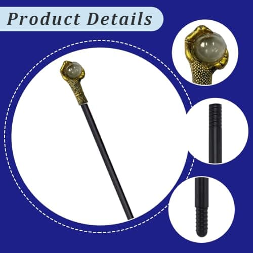 GORGECRAFT 40.9in Dragon Claw Walking Stick Vintage Canes Egyptian Staff Scepter with Gold Copper Color Claw Head Plastic Cosplay Wand for Halloween Witches Wizards Dress Up Party Costume Accessories — view 5