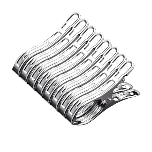 YFelomatric 8 Large Stainless Steel Clothespins With Spring Mechanism For Beach Towels Bedding And Thick Clothes 9 X 6 Centimeters