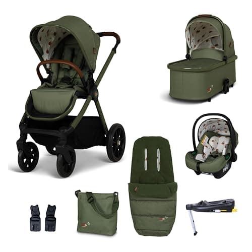 Cosatto Giggle 4 Travel System Everything Bundle | Pram, Pushchair, Carrycot & Tote, Infant Carrier Car Seat & Base | Birth-4 Years, i-Size Group 0 | Compact Fold, Footmuff, Bag, Raincover (Hoglet)
