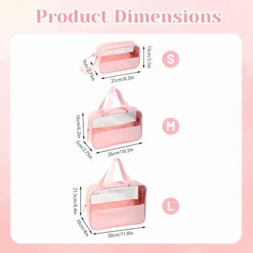 Clear Travel Toiletry Bag 3 Pack, Waterproof PVC Wash Bag Set — view 2