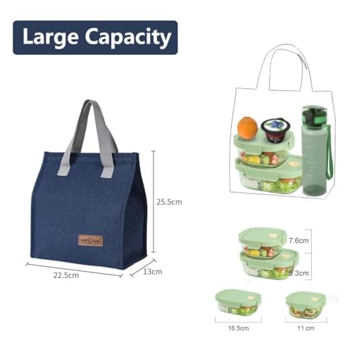 June Tech Insulated Lunch Bag for Women & Men, Reusable Cooler Bag for Kids & Adults, Thermal Cooler Bag for Work, School, Picnic, Travel (Navy Blue) — view 2