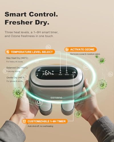 SOTHING Boot Dryer, 11.8 in Extendable Hoses, 3 Heat Levels, 1-9H Timer — view 4