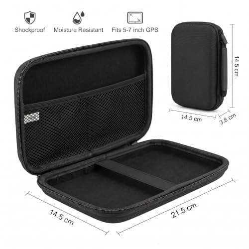 Portable Sat Nav Case 7 Inch Hard Shell GPS Carrying Case Shockproof Pouch with Strap - Travel Storage Sleeve 21.5cm — view 2