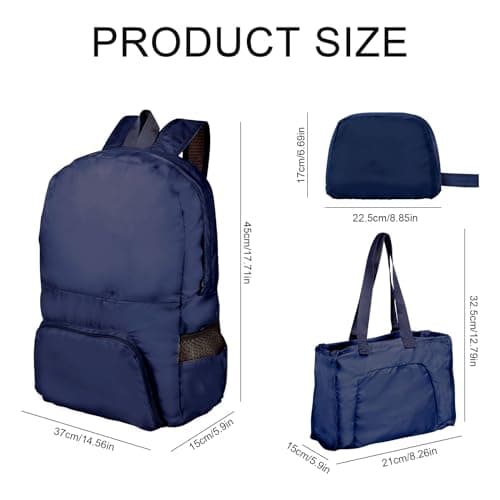 Risipu 25L Ultra Lightweight Foldable Backpack, Small Rucksack Water Resistant Durable Packable Backpacks for Women Men Outdoor Camping Hiking Travelling Walking Hiking Biking Shopping (Navy) — view 6