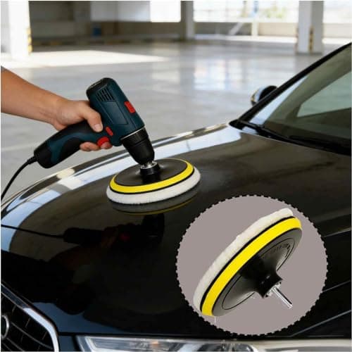 13 PCS Car Polishing Pads for Drill, 100mm Wool Buffing Pads Kit with Backing Plate M14 Drill Adapter for Car Detailing Waxing Buffing Furniture Polishing Kit — view 5