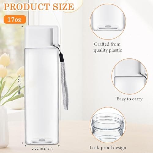 20Pcs Plastic Water Bottle Bulk 450ml, Reusable Leak Proof Drink Bottles — view 2