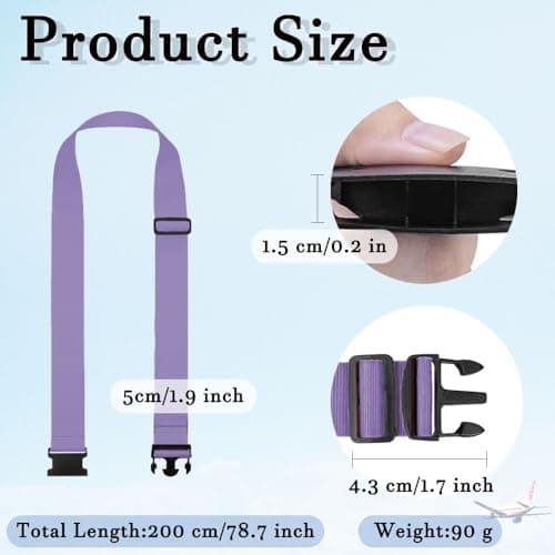 Luggage Suitcase Straps Set Adjustable Travel Packing Straps with Buckles Luggage Belts for Travel Bag Suitcase ((Purple,2)) — view 2