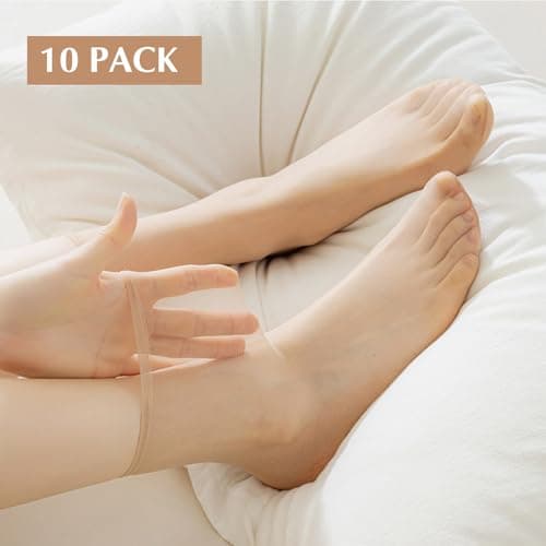 DIVINA VITAE 10 Pairs Sheer Socks Thin Pop Socks Women Ankle Nylon Tight Sock Silky Breathable Elastic Transparent Short Sock Nude — view 2