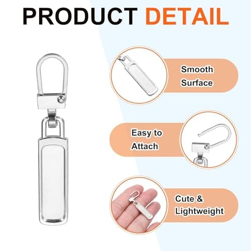 sourcing map Zipper Pull Charm 6 Pcs 1-2mm Thickness Detachable Zipper Pull Replacement Handle Repair Kits Tabs Lock for Coats Jackets Pants Luggage Suitcase Purse Fasteners, Silver Tone — view 3