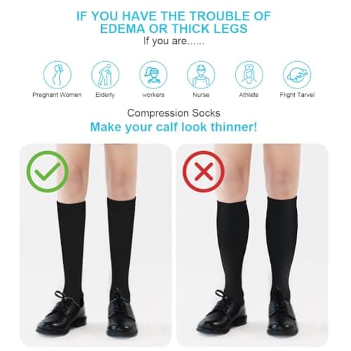 ACWOO Compression Socks for Women & Men, 2 Pairs Graduated Stockings Support, Non-Slip Breathable Flight Socks Running Socks for Sports, Flying, Maternity Pregnancy, Nurses, Travel, Running — view 3