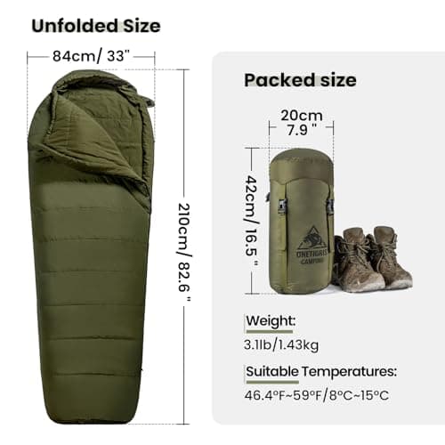 OneTigris Bushcrafter’s Sleeping Bags, Mummy Sleeping Bag for Camping Hiking Backpacking, Survival Gear — view 3