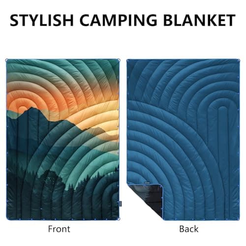 hotkoko Mini Camping Blanket Lightweight Down Alternative Puffy Printed Camping Blanket Packable Outdoor Blanket for Camping, Travel, Stadium, Hiking, Picnics — view 4