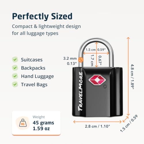 TravelMore Suitcase Padlocks with Keys, TSA Approved Travel Luggage Locks — view 2